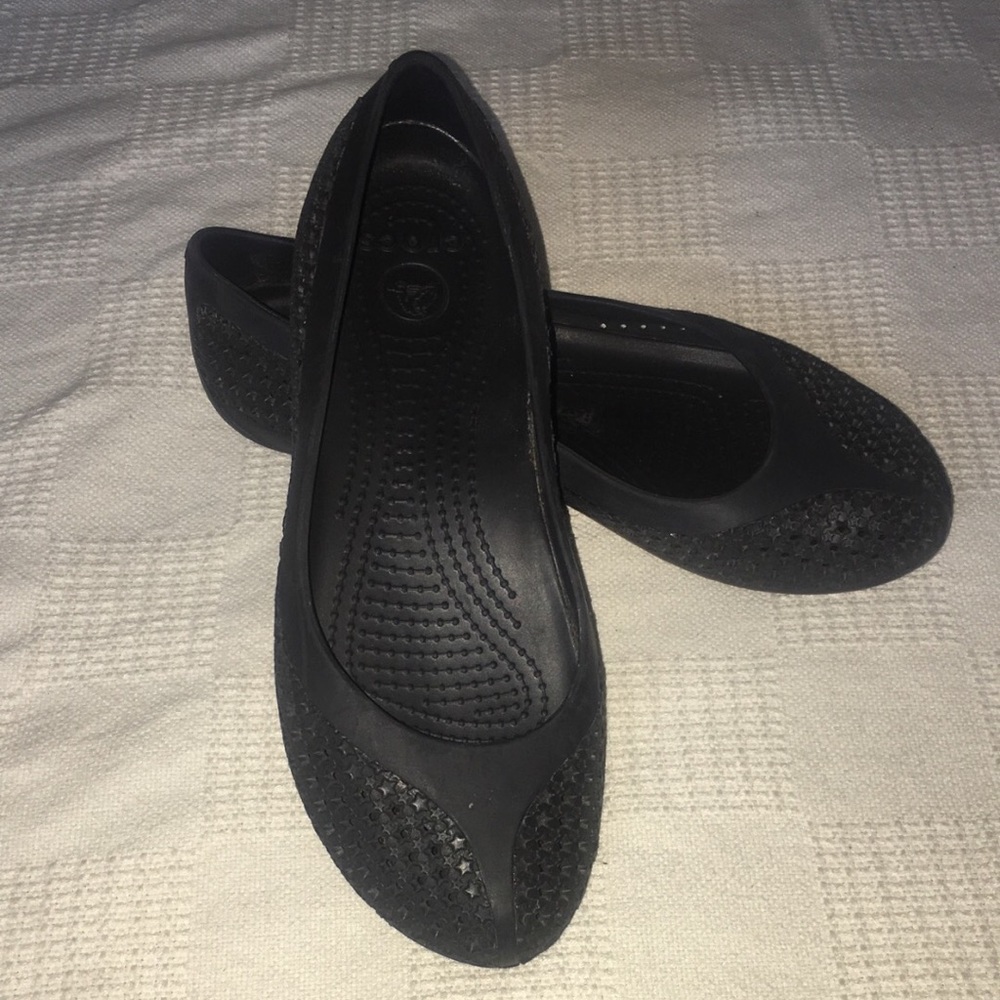 Black Ballet Flats by Crocs